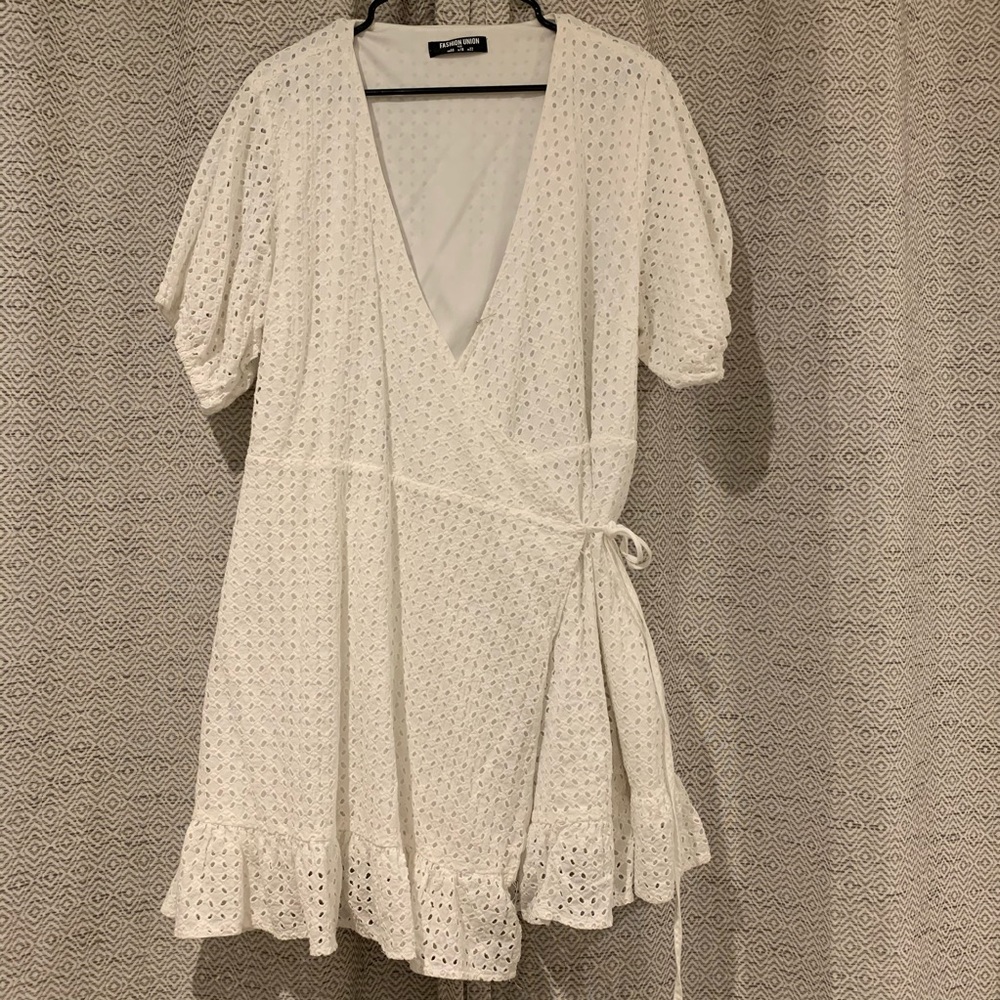 Fashion Union Eyelet Wrap Dress